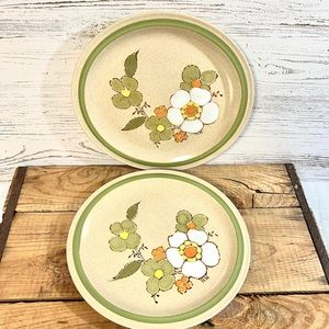 Vintage cupboard craft stoneware plates cucumber dinner replacement